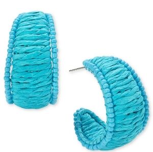 On 34th Chic Blue Beaded Hoop Earrings